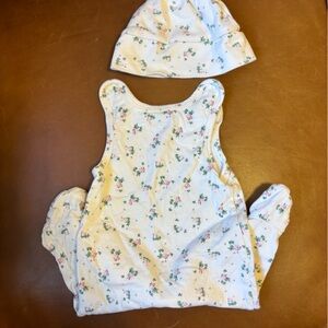Floral Baby Romper and Hat Set
